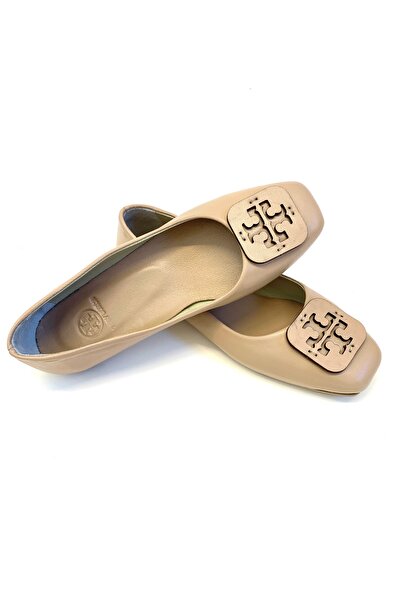 stok83 Kadın Hakiki Deri Köşeli Babet