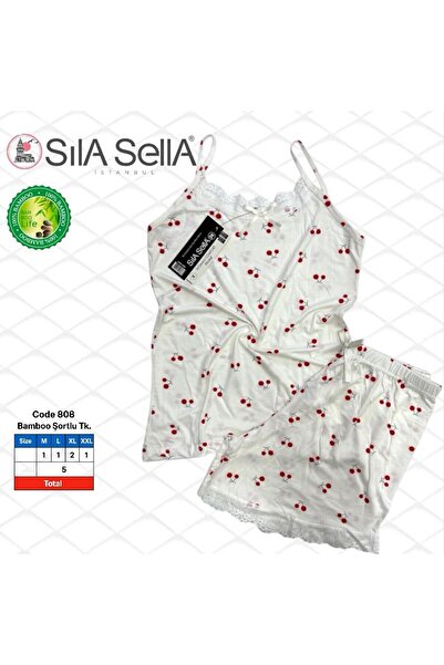 belpa Σετ πιτζάμες Sıla Sella Bamboo για γυναίκες με σορτς – Λεπτομέρεια από δαντέλα με λουράκια