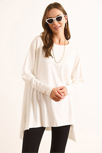 Olalook Жіноча екрю блуза з розрізом, довга, в'язана, з віскози BLZ-19003089