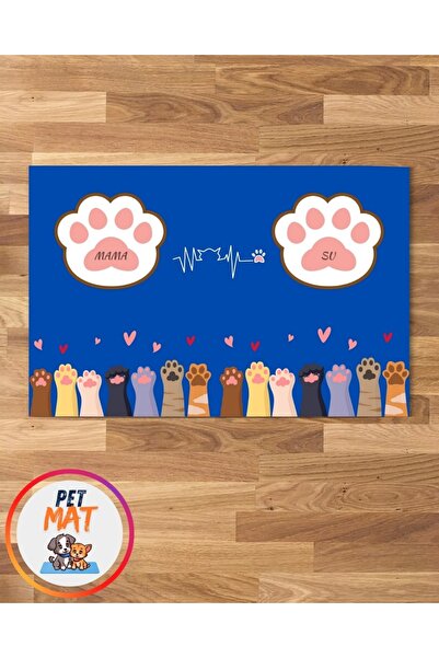 MEVESE Petmat KEdi Mama Paspası , Kaymaz Taban , Yıkanabilir , Evcil Hayvan Paspası
