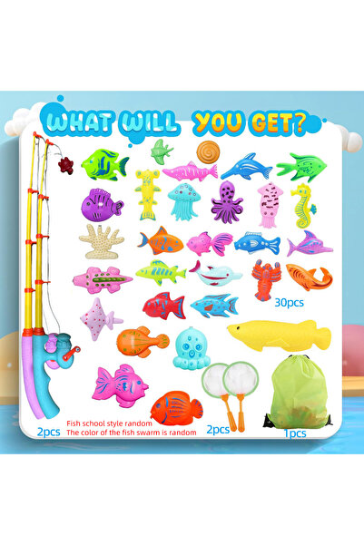 Choice مجموعة ألعاب صيد السمك للأطفال ذات العبوة المزدوجة، ألعاب مائية للأطفال، قضيب مغناطيسي وسمكة مع عوامة قابلة للنفخ