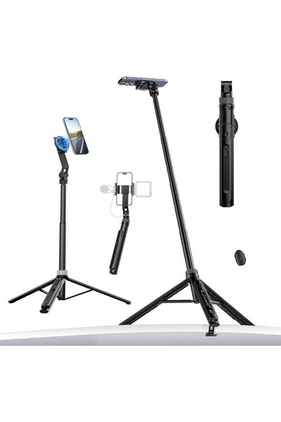 ulanzi TT88 Magnetic Tripod for iPhone, 57" Extendable Selfie Stick with Remote, 2-in-1 Phone Clip &