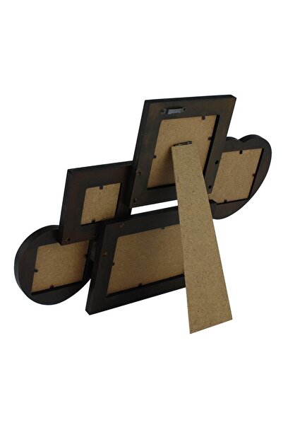 PROCART Timber multiple photo frame, 5 photos, vintage, wall or desk mount, dark brown