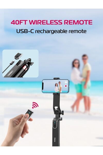 ulanzi MA09 Extendable Phone Tripod 71" Selfie Stick Vlog Quadrapod with Rechargeable Remote