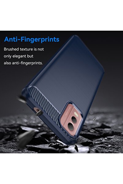 SKYDDAR INNOVATION Θήκη για Nokia C32, Σιλικόνη άνθρακα, Λεπτή σιλικόνη, με υφή ινών άνθρακα, σετ αυτοκόλλητων, Μπλε