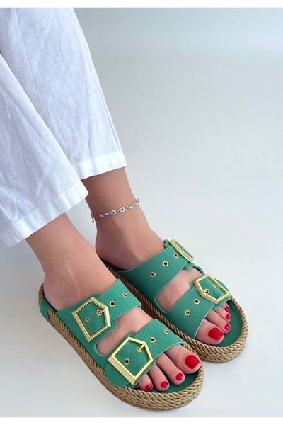 buğrahayalin Green nubuck slippers