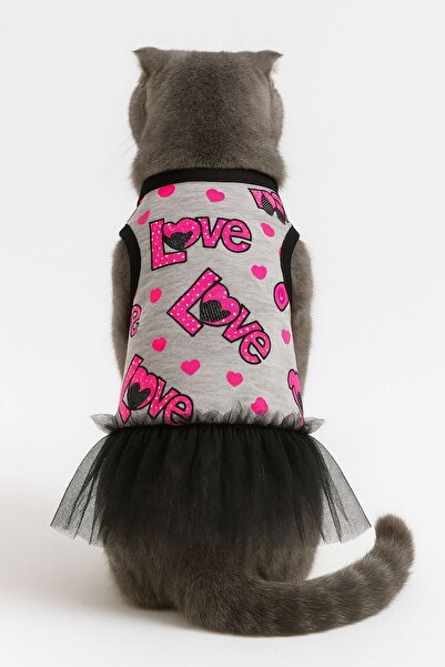 DOGİ&DOG Small Breed Love Neon Dog Dress Puppy Outfit Cat Outfit (1-10kg)