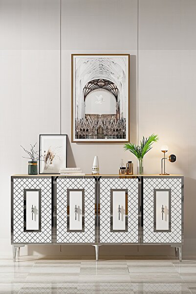 CENEYRA KA1510DBS PUMA KONSOL, TV SEHPASI SAFİRMEŞE-BEYAZ-SILVER 150cm