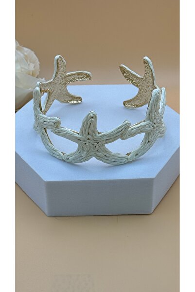 SK aksesuar سوار بازو من نموذج نجم البحر المصنوع من الخوص