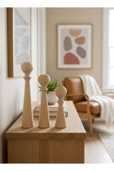 Z&Z Home baston şamdan üçlü set 26cm/21cm/16cm