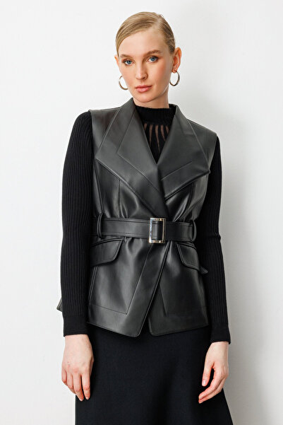 Ekol Leather Vest with Belt