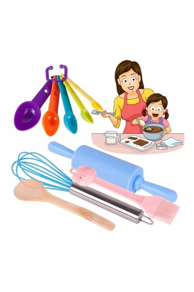 PROCART Set of 39 children's kitchen accessories, confectionery accessories, rolling pin, cake molds
