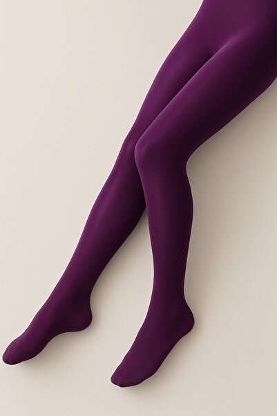 DÜVEN Purple Color Girls' Thermal Thin Fleece Pantyhose