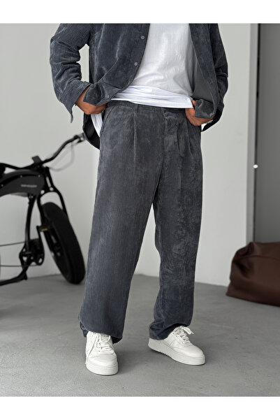 BYBASICMAN Füme Kadife Baggy Pantolon TW-7016