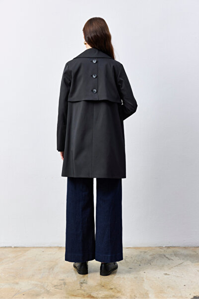 KENT Kısa Siyah Trençkot