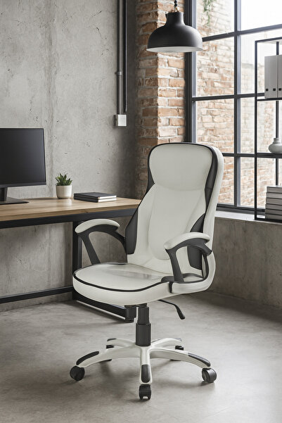 UnicSpot Scaun de birou directorial US25 Reno, alb, 63x69x110-122 cm