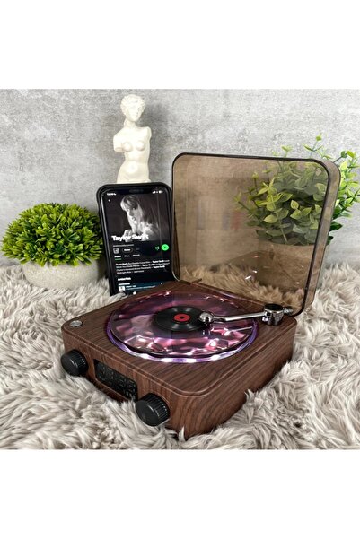 newnet Ahşap Pikap Görünümlü Mini Radyo Kablosuz Bluetooth Hoparlör-Renkli Işıklı Hareketli Radyo