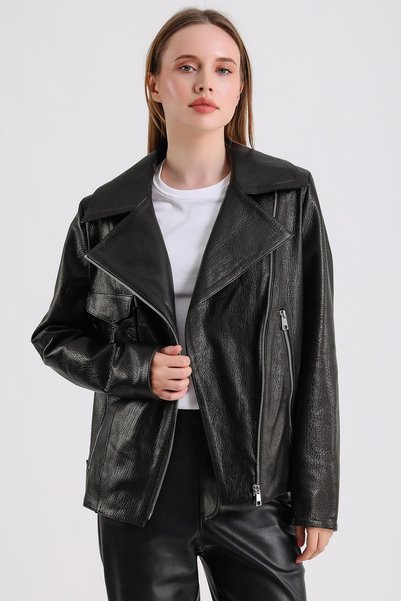MQ Leather Maroquin Leather Billie Women's Leather Biker Jacket