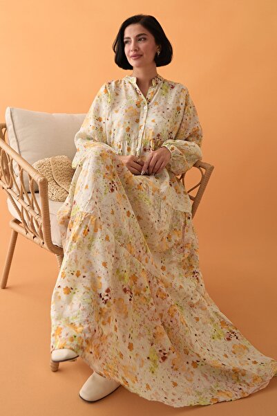 InStyle Defne Çiçeği Sarı Mango Elbise