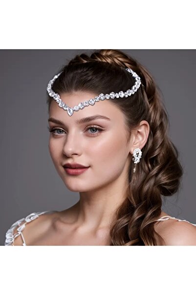 GlassySKY إكسسوار شعر هندي/هانفو على شكل تاج للزفاف/الخطوبة/العروس/الحناء/أعي...