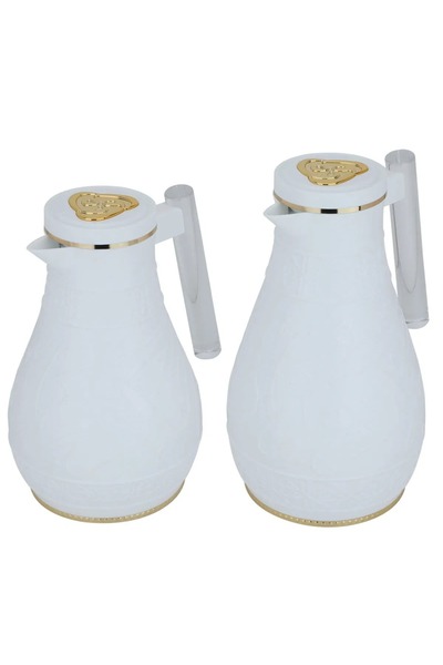 rexa thermos set, 1/0.65 litre, Islamic pattern, thermal glass inner shell, plastic outer shell