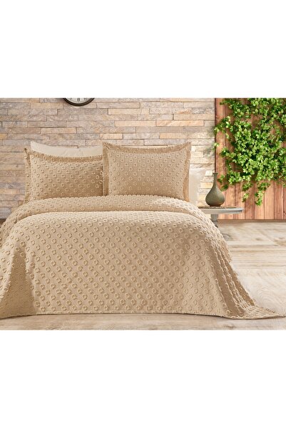 Eyfel EIFFEL 3 Parça Çift Kişilik Pike Takımı Bej