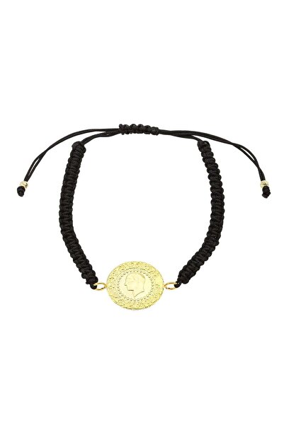 Bijuteria SORELLY Bratara Aur 14k Snur Negru cu Banut