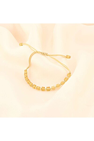 Bijuteria SORELLY Bratara Snur cu Bile Aur 14k si Cristal Cubic Galben