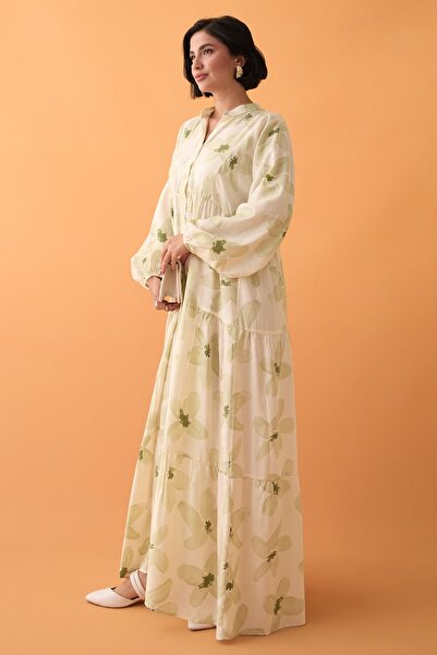 InStyle Kardelen Çiçeği Mint Yeşili Mango Elbise