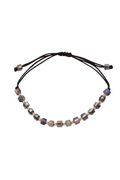 Bijuteria SORELLY Bratara Aur 14k Snur si Cristale Mov Holografic