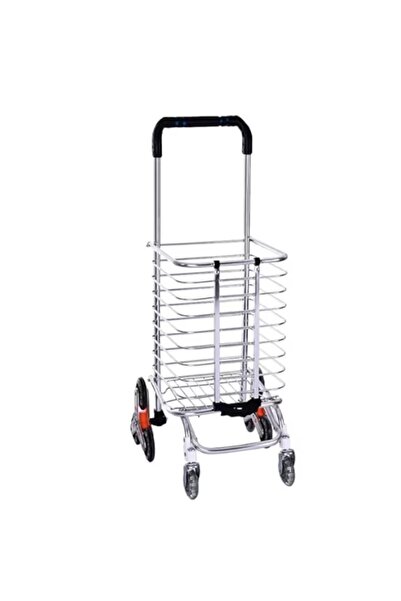 FOXMAG24 Foldable Shopping Cart, Stair-Climbing Wheels, Metal & Plastic, Water/Rust Resistant, Silver