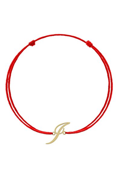 Bijuteria SORELLY Bratara Aur 14k Snur Rosu Litera I