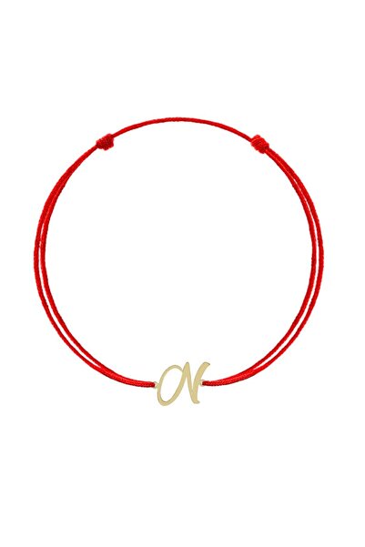 Bijuteria SORELLY Bratara Aur 14k Snur Rosu Litera N