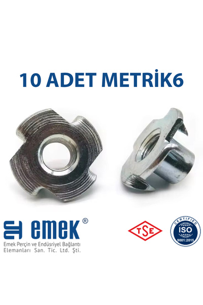 EMEK PERÇİN Ağaç Somunu Metrik 6 M6 - 10 Adet