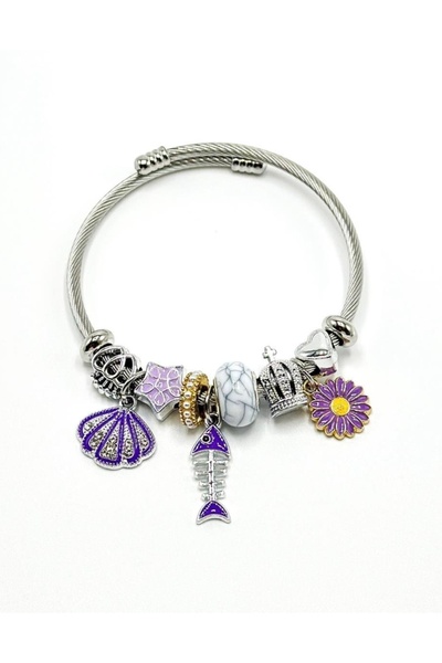 Efulim Hediyelik Purple Charm Steel Bracelet