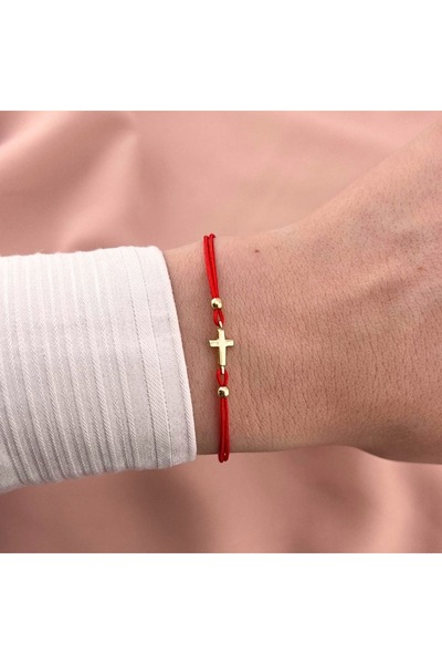 Bijuteria SORELLY 14k Gold Cord Bracelet Classic Cross and Balls