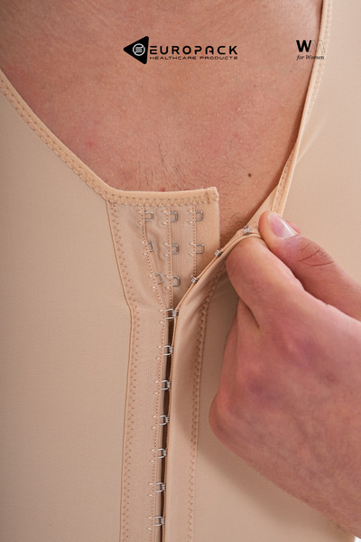 EUROPACK Lp-341 Postoperative Compression Corset Jumpsuit – Corset with Sleeves and Below Knee Length