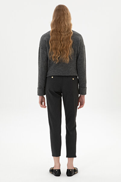 U.S. Polo Assn. Women's Gray Carrot High Waist Fit Canvas Pants 50318108-Vr024