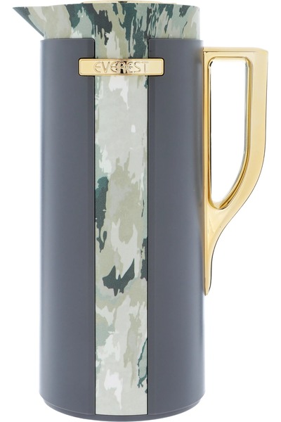 Everest Widad Thermos, 1 liter, wooded pattern, thermal glass inner shell - dark gray
