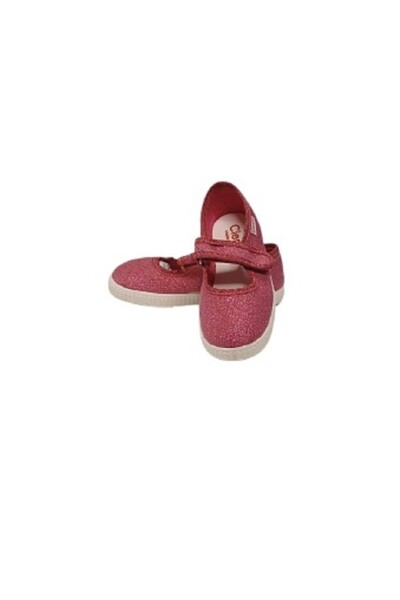 PIKKABOO -Cienta Mercedes Fuchsia Shimmer Loop & Strap Kids Comfort Shoes
