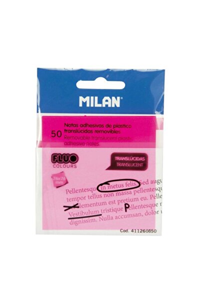 Milan Notițe adezive, culoare roz fluorescent, material plastic, dimensiune 7...