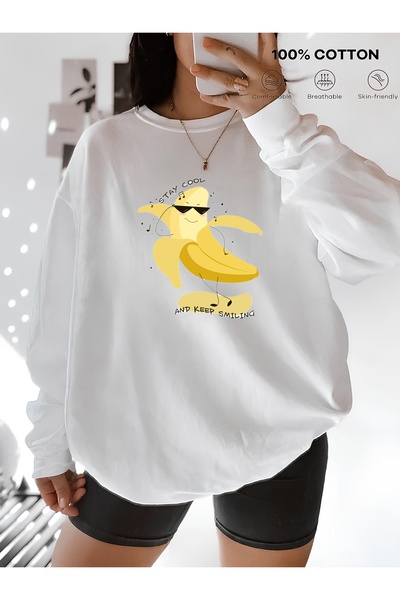 Aether سويت شيرت مطبوع بأكمام طويلة وقصة كبيرة الحجم