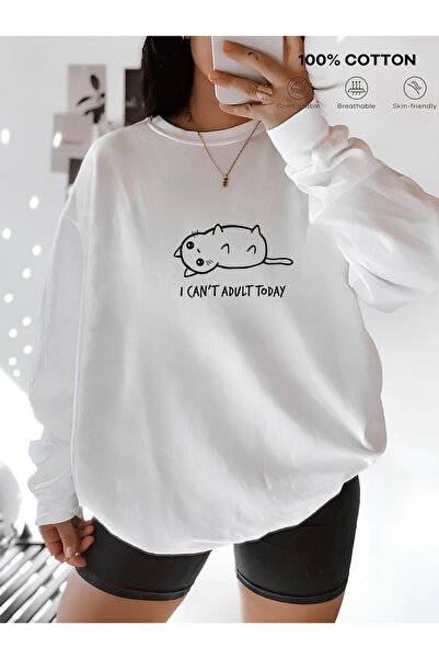 Jose Clothing سويت شيرت مطبوع بأكمام طويلة وقصة كبيرة الحجم