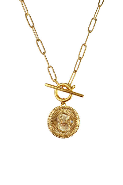 Bonnjerra Jewellery Çelik İşlemeli Oval Basic Zincir T Kilit Detaylı Sonsuzlu...