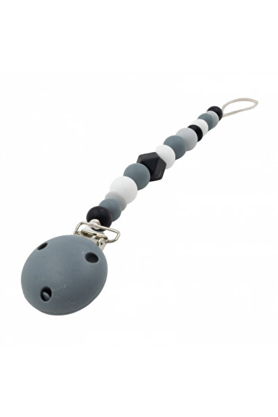 TINY WHEEL تايني ويل - مشبك مصاصة سيليكون أبيض/رمادي