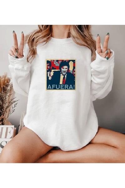 Aether سويت شيرت مطبوع بأكمام طويلة وقصة كبيرة الحجم