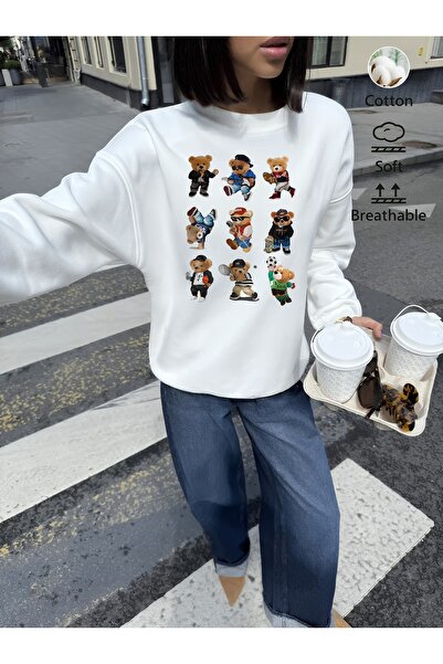 Aether Premium Oversize Cut Long Sleeve Printed Sweatshirt