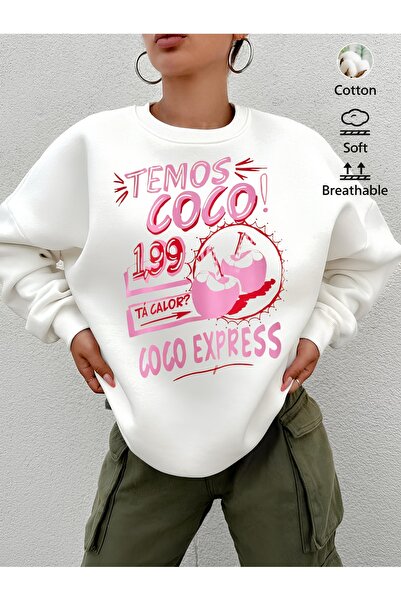 Aether سويت شيرت مطبوع بأكمام طويلة وقصة كبيرة الحجم