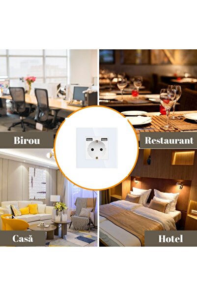 ExoVik 16A recessed socket with 2 USB ports (2.1A), French/European standard, Bingoelec - white