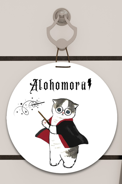 Dormot Imprimare digitală albă, standard, tematică Cat Alohomora, ornament pentru ușă, ornament de perete